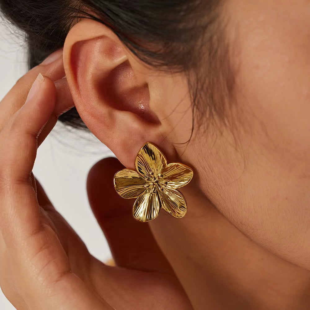 Flower stainless steel earrings