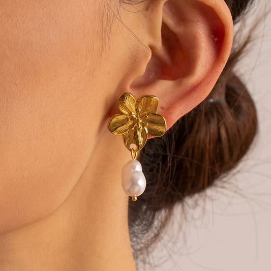 Flower stainless steel earrings
