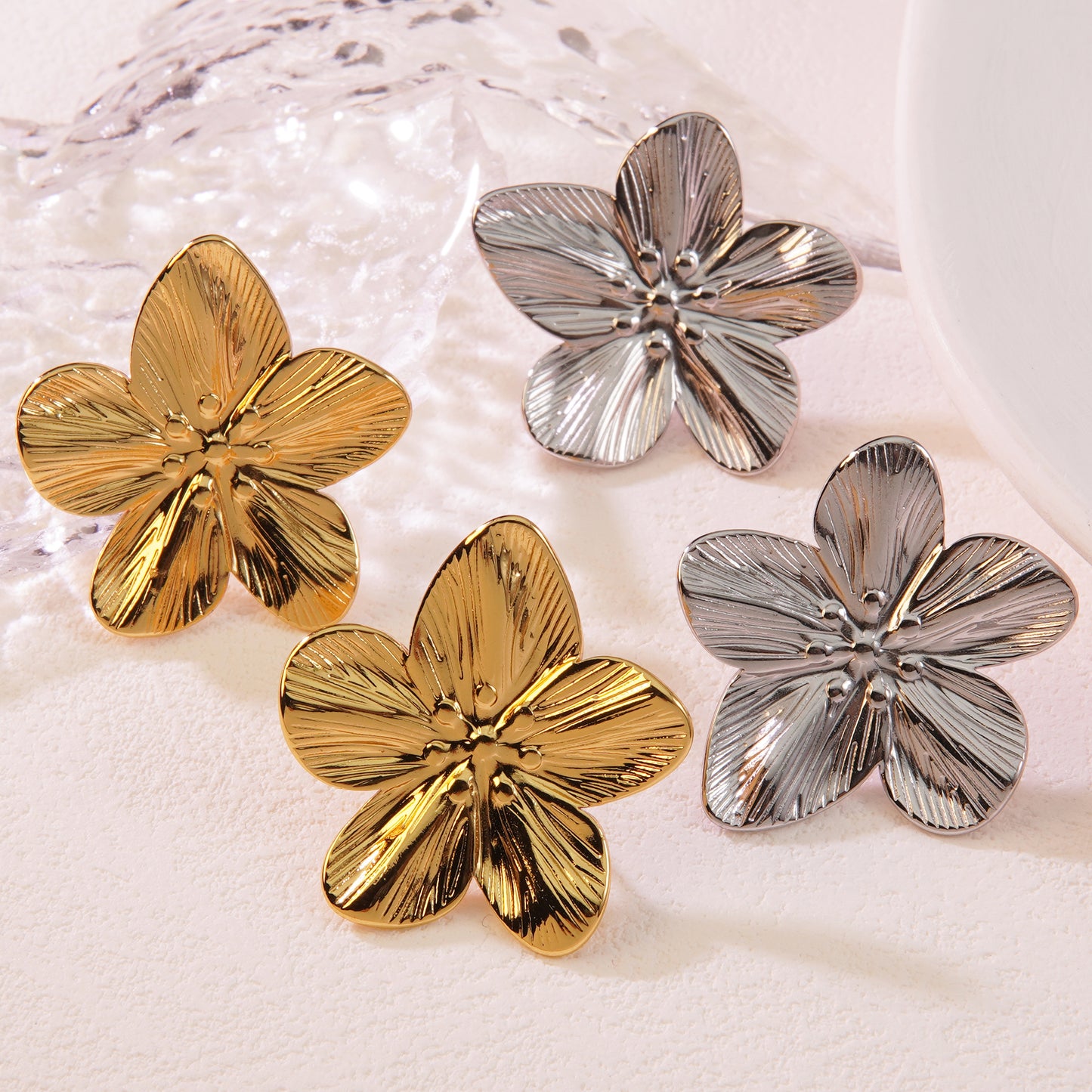 Flower stainless steel earrings