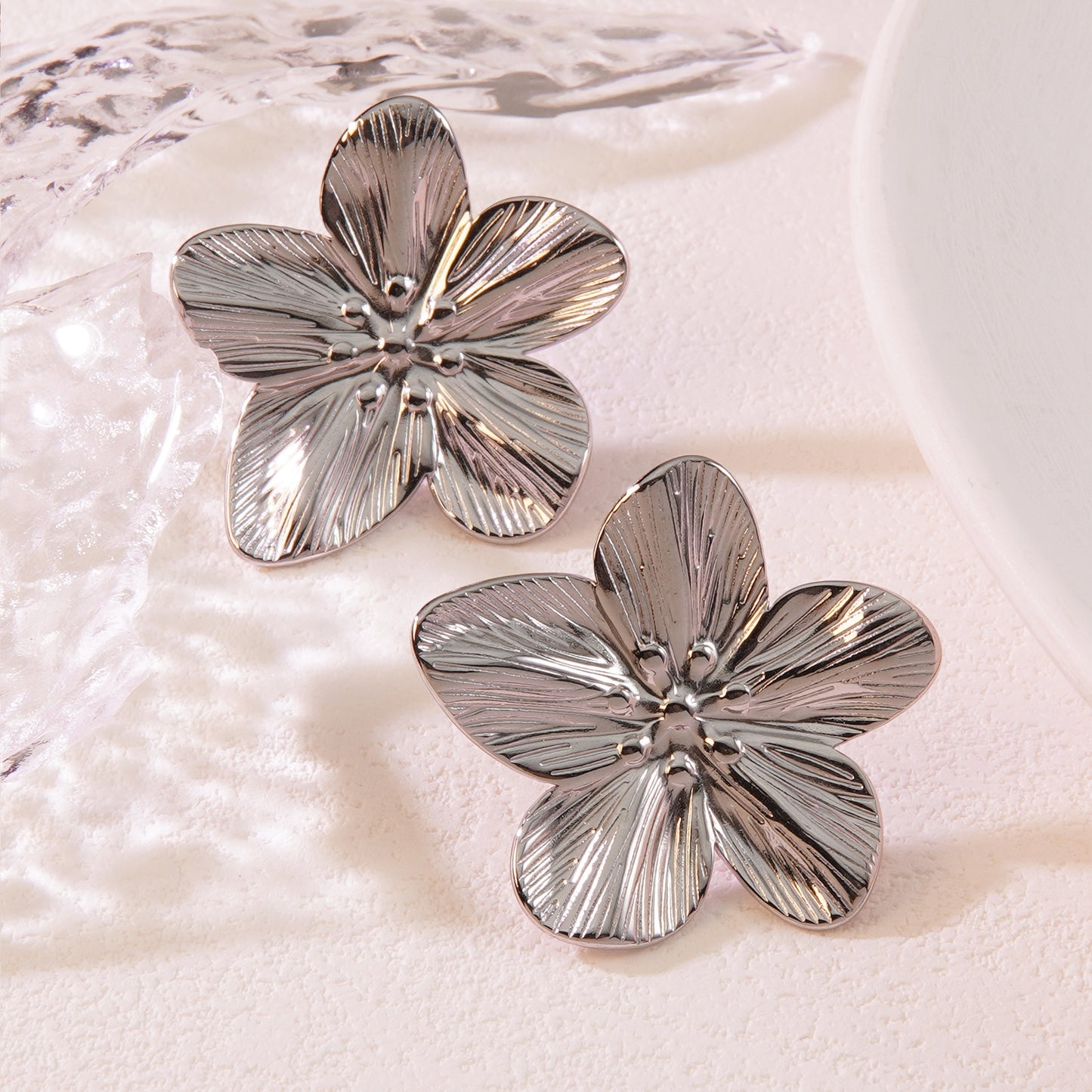Flower stainless steel earrings