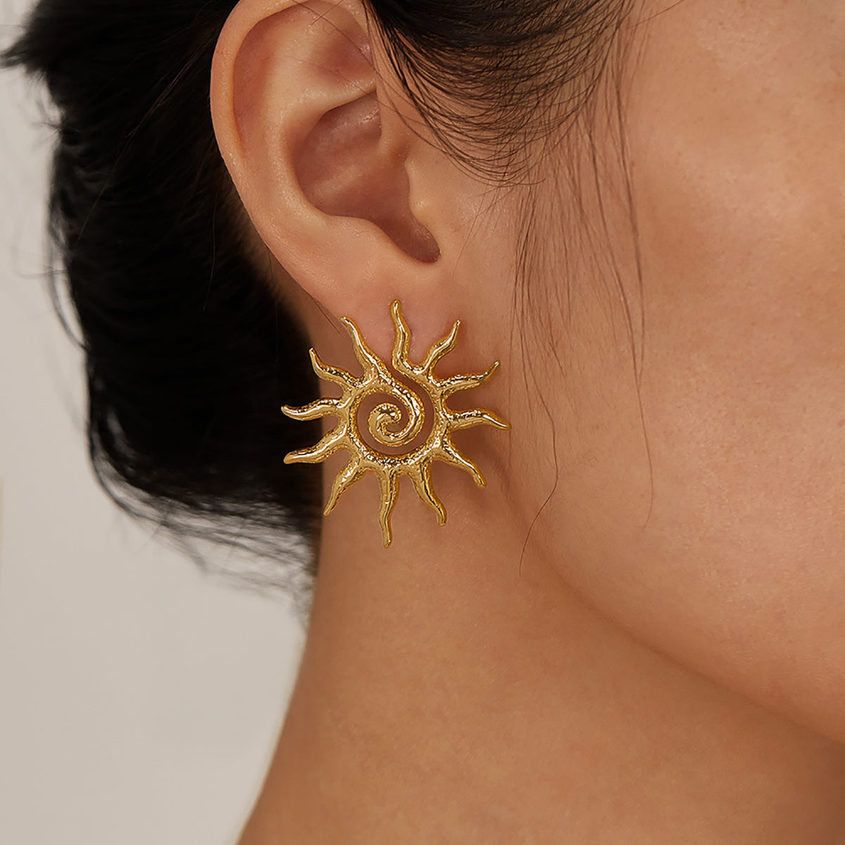 Geometric Sun stainless steel earrings