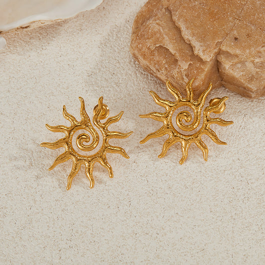 Geometric Sun stainless steel earrings