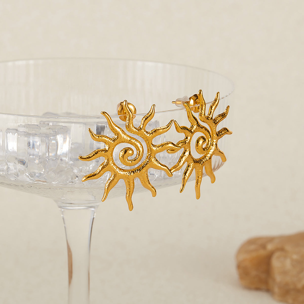 Geometric Sun stainless steel earrings